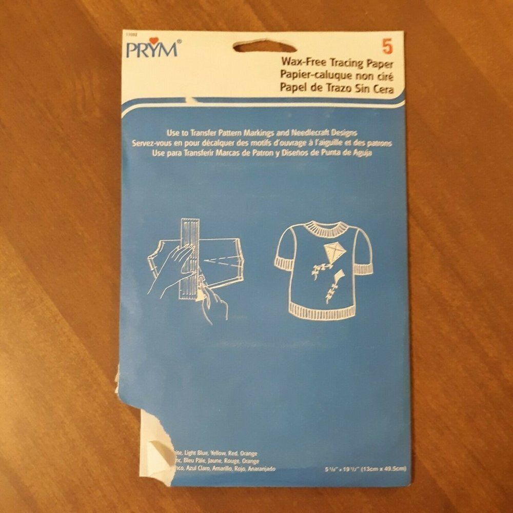 Vtg 4 Sheets Prym Sewing Wax Free Tracing Paper #11032 Open package 4 sheets